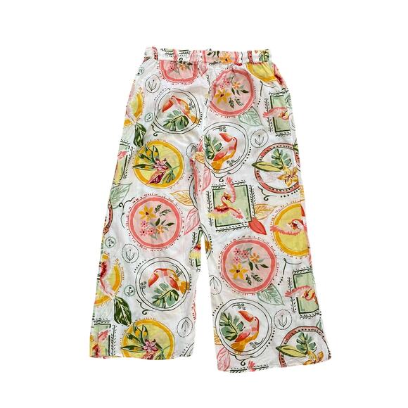 Primark Cotton Wide Leg Pull On Floral, Bird, Tropical Print Pants, XL - Picture 3 of 13